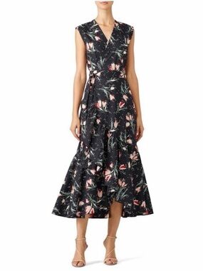 Rebecca Taylor Ikat Tulip Wrap Dress Tie Waist Black Floral
Poplin Ruffles